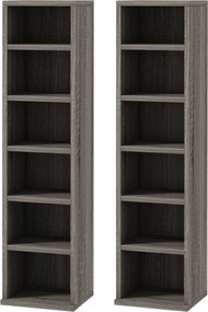 HOMCOM Bibliotecă Raft pentru CD/DVD, Set 2 Bucăți cu 12 Rafturi pentru 204 CD-uri, 21x22,5x88,5 cm, Gri Închis | Aosom Romania