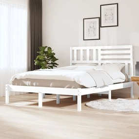Cadru pat, alb, 140x200 cm,lemn masiv de pin Alb, 140 x 200 cm