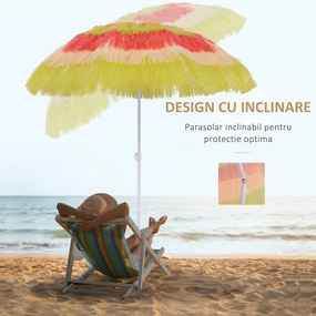 Outsunny Umbrelă Hawaiană Portabilă, Acoperitoare Ø160cm, Impermeabilă, Înălțime până la 180cm