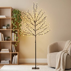 HOMCOM Copac de Crăciun tip cireș, 180 cm, cu LED-uri, 20 ramuri, timer zilnic, pentru interior și exterior acoperit, negru | Aosom Romania