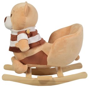 Balansoar din plus cu melodii NOVOKIDS ™ Happy Bear XXL , 1-6 ani, dimensiuni 60x29x51 cm, max 20 kg, model Ursulet , Maron