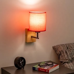 Lampă de perete Brilagi NUBILA WOOD 1xE27/25W/230V stejar/roșu