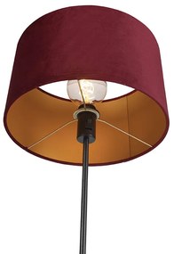 Lampă de podea neagră cu abajur din catifea roșie cu auriu 35 cm - Parte