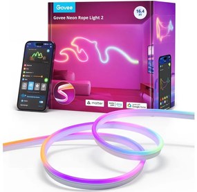 Bandă LED flexibilă Govee Neon 2 MATTER 5m RGBIC Wi-Fi IP67