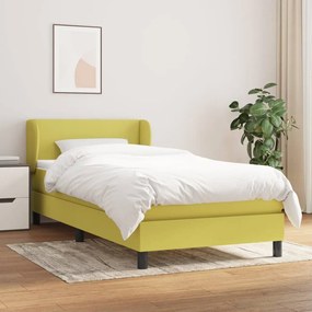 Pat box spring cu saltea, verde, 90x200 cm, textil Verde, 90 x 200 cm, Design simplu