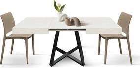 Masa Ariel extensibila, picior metalic negru - BLAT ALB