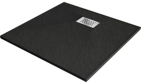 Mexen Hugo cada de dus pătrată SMC 90 x 90 cm, negru, capace inox - 42709090-X