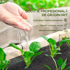 Outsunny Folie pentru Mulcire 1300g/m², Respirabilă și Anti-UV din Polipropilena, 50x2 m, Negru | Aosom Romania