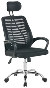Scaun ergonomic, spătar mesh, tetieră, înălțime reglabilă, Negru
