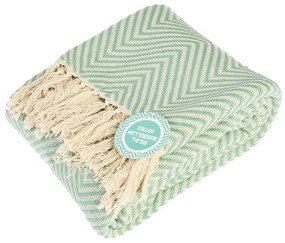 Pătură verde-mentă din bumbac 150x235 cm Herringbone – Rex London
