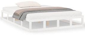 820817 vidaXL Cadru de pat, alb, 200x200 cm, lemn masiv