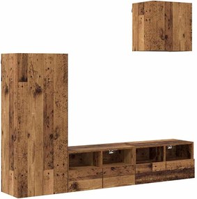 vidaXL Unități pentru Pereți de TV 4 pcs Lemn Vechi Lemn compozit
