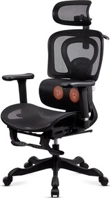 Scaun ergonomic cu masaj și încălzire, mânere 3D și spătar rabatabil SYYT 9522 negru