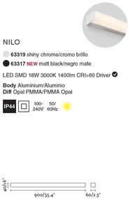 Aplica LED oglinda Baie IP44 stil modern liniar NILO-2 neagra 63317