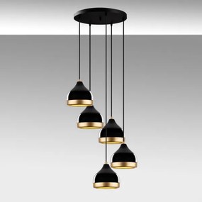 Candelabru suspendat cu cablu YILDO 5xE27/40W/230V negru/auriu