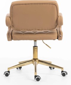HR8403K Scaun Caramel Piele Ecologica Premium Soft cu Bază Aurie