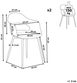 Set 2 buc. scaune de sufragerie URCA (gri deschis). 1022901