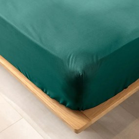 Cearceaf verde din bumbac organic cu elastic 180x200 cm Biolina – douceur d'intérieur