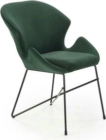 Scaun K458, verde/negru, stofa catifelata/metal, 57x62x82 cm