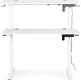 Masă de lucru electrică reglabilă pe înălțime cu picioare albe - 120 x 60 cm Negru