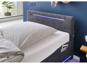 Pat pentru copii gri închis tapițat fără somieră 140x200 cm Circle – Meise Möbel