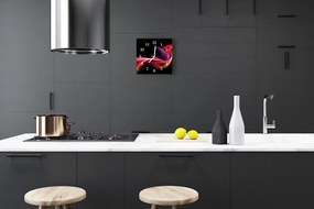 Ceas de perete din sticla pătrat Abstract Lines Art Negru, Rosu