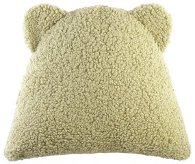 Pernă decorativă pentru copii verde cu tapițerie din țesătură bouclé Bear – Wigiwama