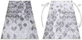 Covor MEFE modern B400 Cub, geometric 3D - structural două niveluri de lână gri inchis