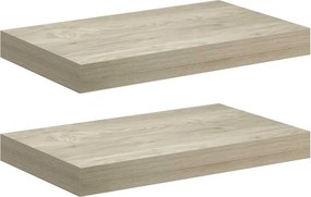 vidaXL Rafturi de perete suspendate, 2 buc., stejar, 40x23x3,8 cm, MDF