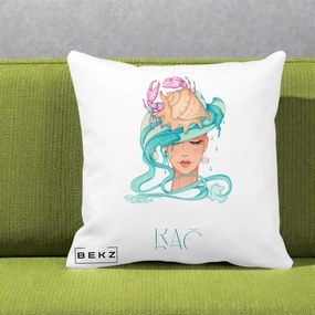 Perna Personalizata Zodie Rac, 40x40 cm, Alba Mata, Husa Detasabila, Perna Inclusa, BEKZ®