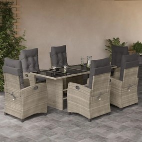 vidaXL Set mobilier de grădină cu perne, 7 piese gri deschis poliratan