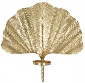 Decoratiune cu suport pentru lumanare aurie din metal, 41x11,5x40 cm, Glam Leaf Mauro Ferretti