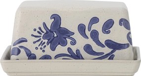 Untieră din ceramică albastră, decorată manual cu motiv floral, „Petunia", 14 x 12 x 7 cm