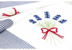 FATA DE MASA 140X140 CM, 100% BUMBAC, ALB/ALBASTRU