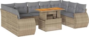 vidaXL Set canapele de grădină cu perne, 10 piese, bej, poliratan