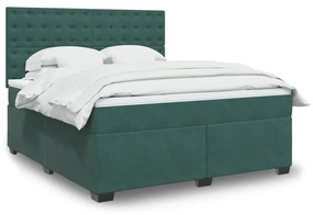 3293293 vidaXL Pat box spring cu saltea, verde închis, 180x200 cm, catifea