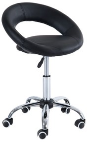 HOMCOM Scaun rotativ pentru living, ecopiele, inaltime reglabila, negru, 50x54x66-78cm | AOSOM RO
