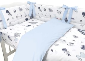 BABY NELLYS 3-dílná set de Mantinel cu lenjerie de pat, Nouă dragoste Bebelus, albastru 120x90
