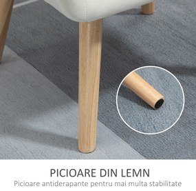 Fotoliu de design scandinav HOMCOM din lemn si catifea crem, pentru sufragerie/birou, 68,5x61x72,5cm | Aosom Romania