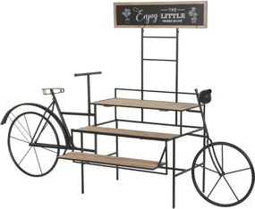Stand decorativ cu 3 rafturi din metal și lemn, aspect natur, "Vintage Bicycle"