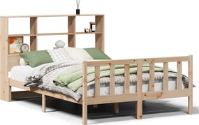 vidaXL Pat cu bibliotecă fără saltea, 150x200 cm, lemn masiv de pin