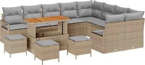 vidaXL Set de canapele pentru grădină 13 pcs Beige și gri deschis