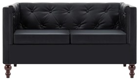 247153 vidaXL Canapea Chesterfield 2 locuri, negru, piele artificială