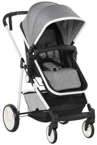 Carucior Dublu Ajustabil si Pliabil , Copii 0-36 luni, Transport pentru copii, Carucior cumparaturi 15kg, 80x51x102cm Gri HOMCOM | Aosom Romania