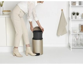 Cos de gunoi cu pedala Brabantia NewIcon 1003201, 12 L, Inchidere lina, Baza antiderapanta, Auriu metalic