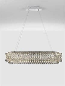 Lustra suspendata LED crom, cristale sticla CELYSIA 100x30cm