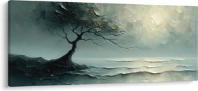 Tablou - pictură în ulei de un copac cu oceanul (120x50 cm)
