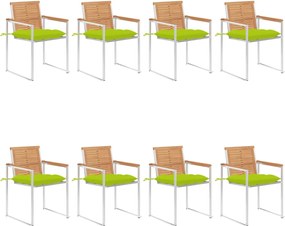 vidaXL Scaune de grădină cu perne, 8 buc., lemn masiv de tec