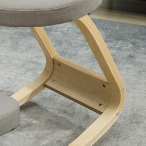 HOMCOM Scaun pentru genunchi cu balansare, din țesătură cu aspect de in și lemn, Gri | Aosom Romania