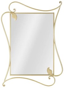 Oglinda decorativa aurie din metal si MDF, 80 x 4 x 110 cm, Petal Mauro Ferreti